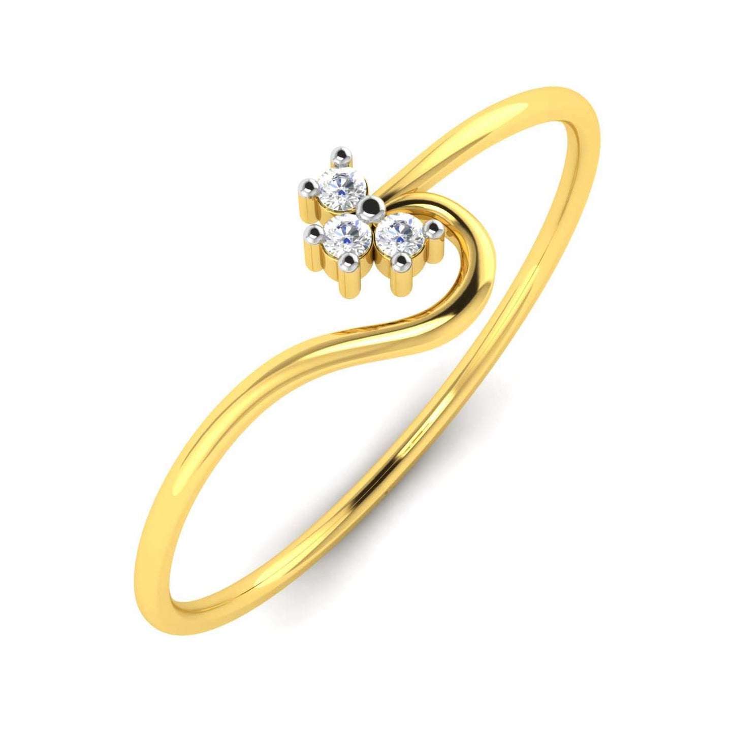Avsar 18KT Yellow Gold and American Diamond Ring for Women