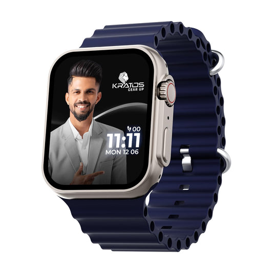 Kratos SW16 Ultra Smartwatch with 1.85" Full Touch Display, Bluetooth Calling, Voice Assistant, IP67, 200+ Watch Faces, Multi Sports Modes, Rotating Crown, Metallic Body, Wireless Charging Smart Watch