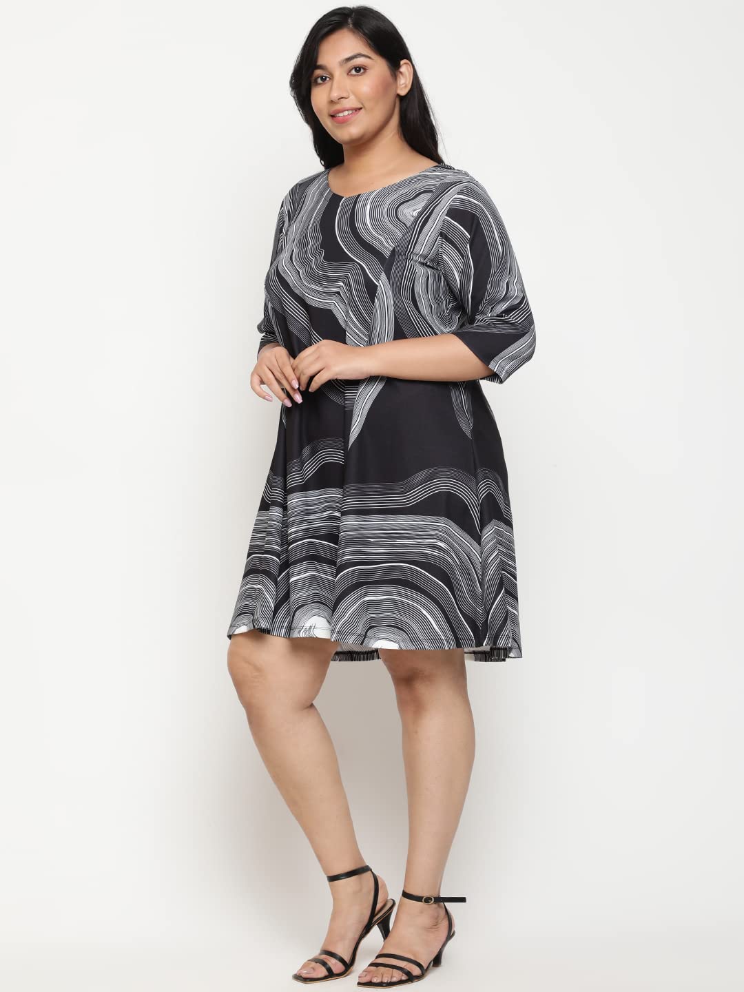 AMYDUS Plus Size Dress for Women | Printed | A Line Fit | Cloud Soft Fabric | Sweat Absorbing | XL to 9 XL Dresses Black Grey