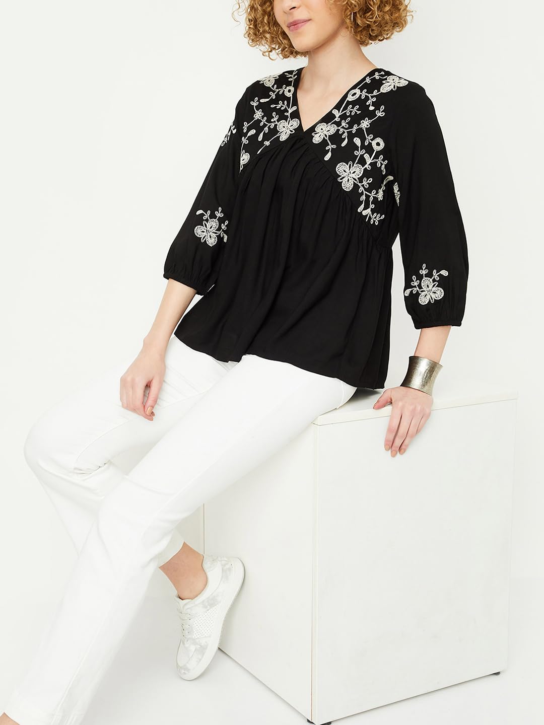 Max Women's Regular Fit Tunic (EMBSK42010BLACK_Black