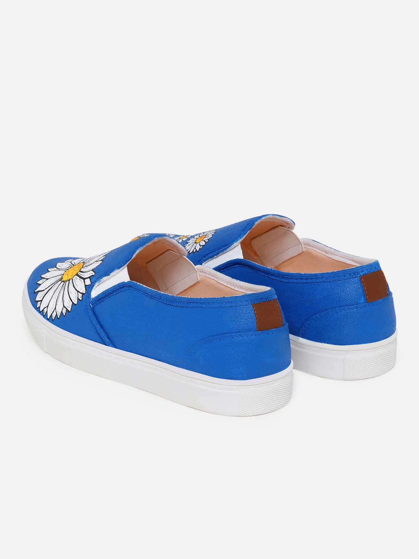 THE QUIRKY NAARI Blue Daisy Slipons with A Floral Touch | Blue