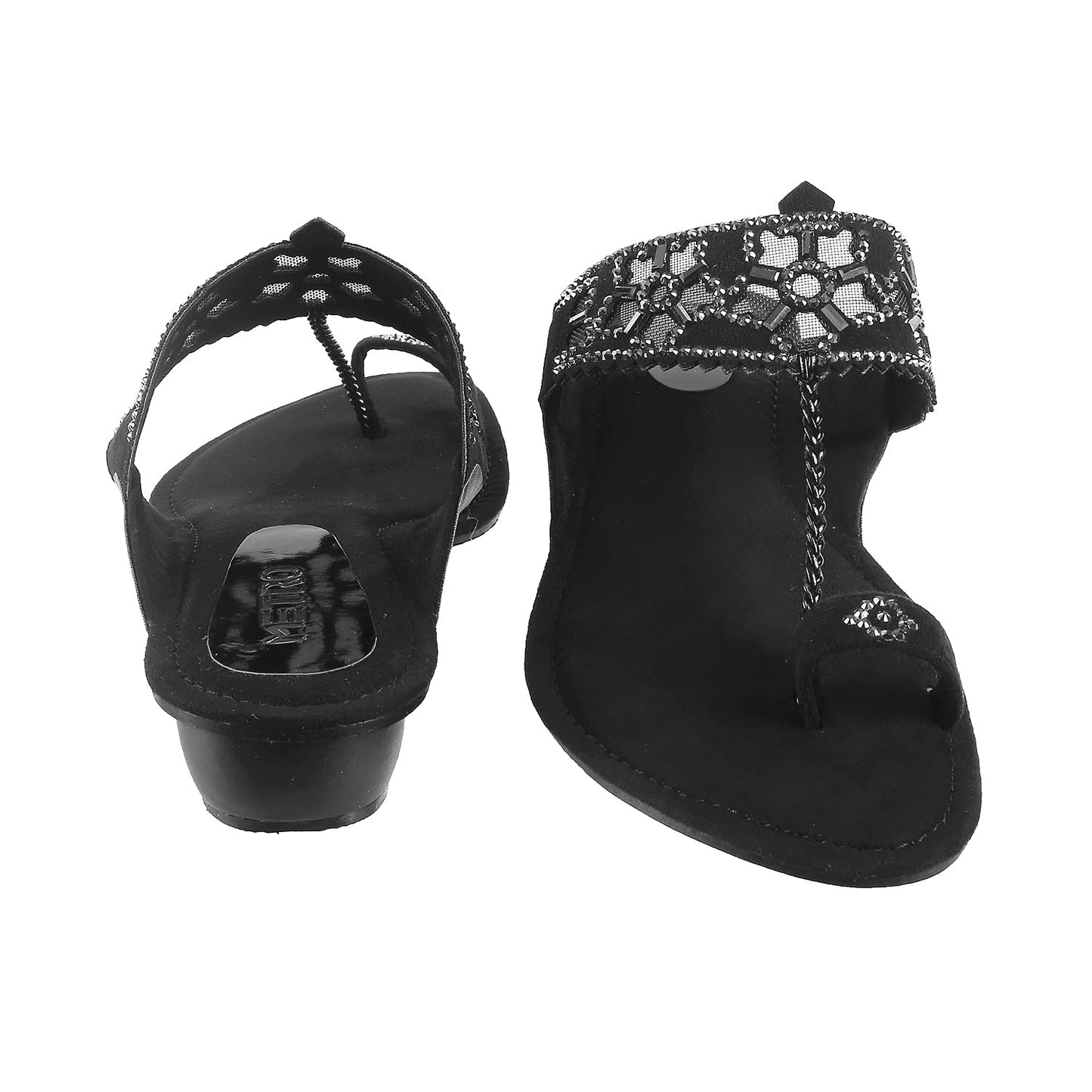 Metro Womens Synthetic Black Kolhapuris (Size (4 UK (37 EU))