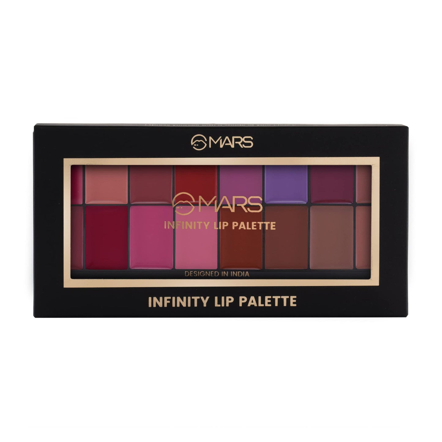 MARS Infinity Lip Palette | Demi Matte | 16 Colors to Infinte Lipstick Colors | Free Spatula cum Applicator (36.0 gm) (02-Multicolor)