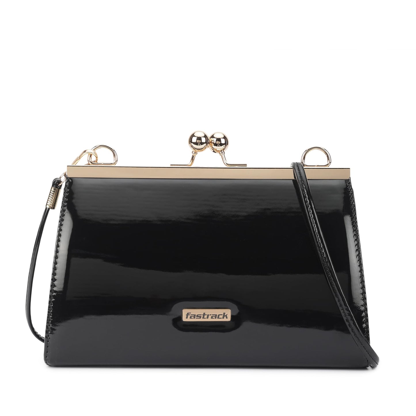 Fastrack Party Clutch For Women's, Ladies And Girls | Comes With Detachable Chain Strap |Made Up Of Semi Pu Leather, Black