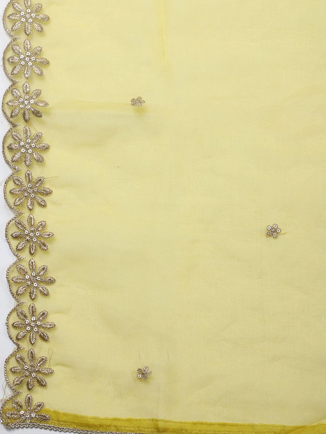 Meena Bazaar Green Embroidered Chanderi Unstitched Suit With Pant & Dupatta