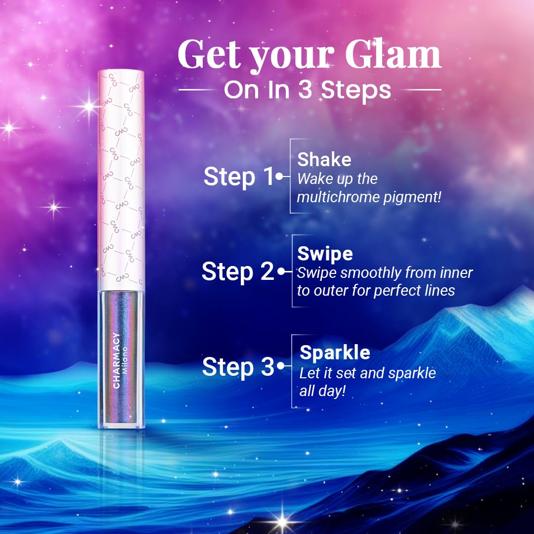 Charmacy Milano Stellar Duo-Chrome Eyeliner - Cabella 6, Smudgeproof, Quick Dry & Long Lasting Eyeliner, Vibrant Eye Makeup For Women, 8 Shades (1.5 gms)