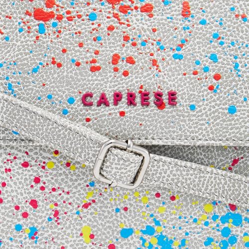 Caprese Splash Satchel Bag, Small | Stylish Printed Handbag for Women with Adjustable & Detachable Sling Strap | Magnetic Snap & Zipper Closure | Ideal for Office & Daily Use (Beige)