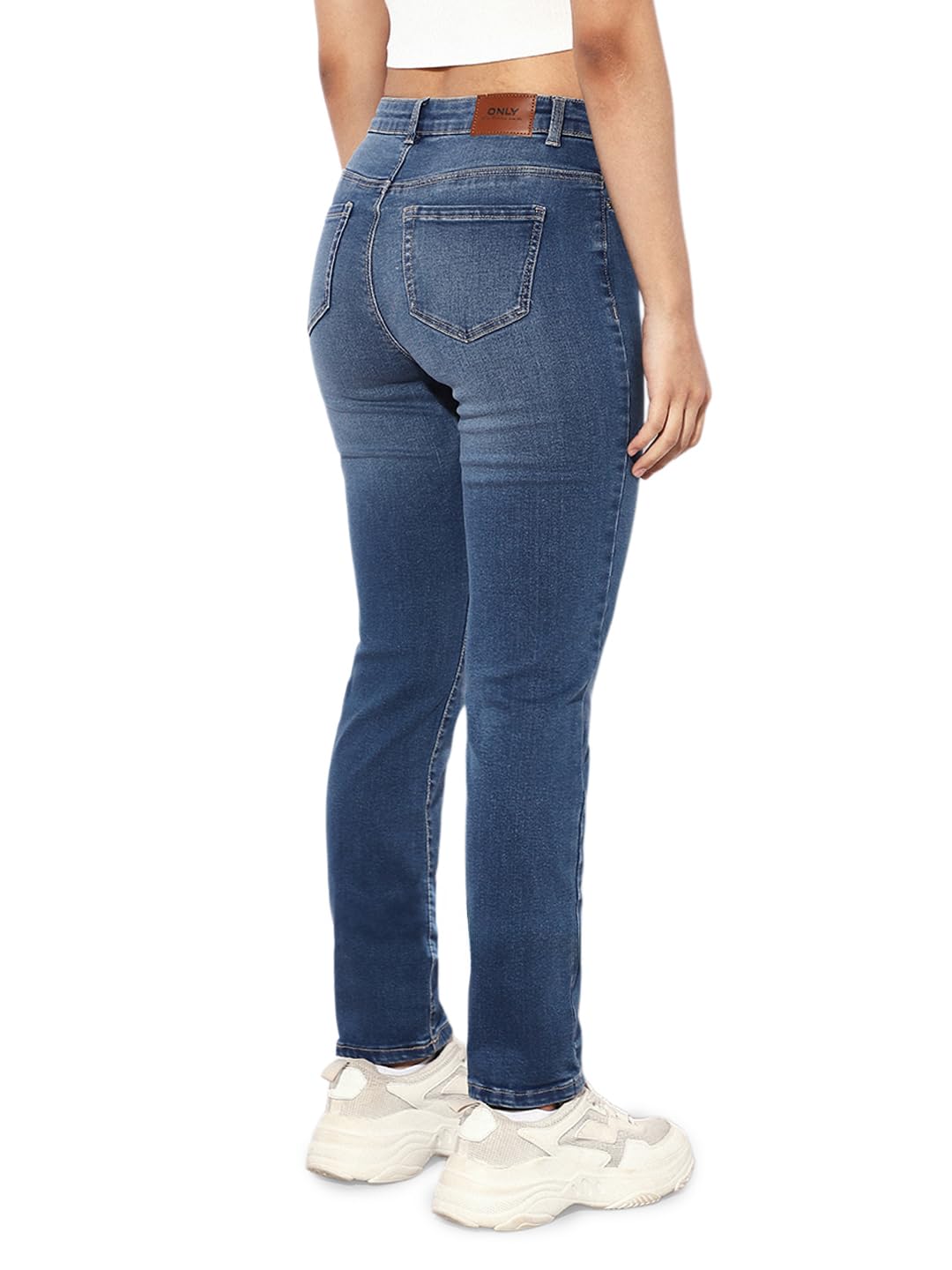 ONLY Women's High Rise Slim Jeans Medium Blue Denim
