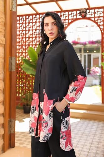 JISORA Women's Russian Silk Co-ord Set 9RCS3232-M Black M