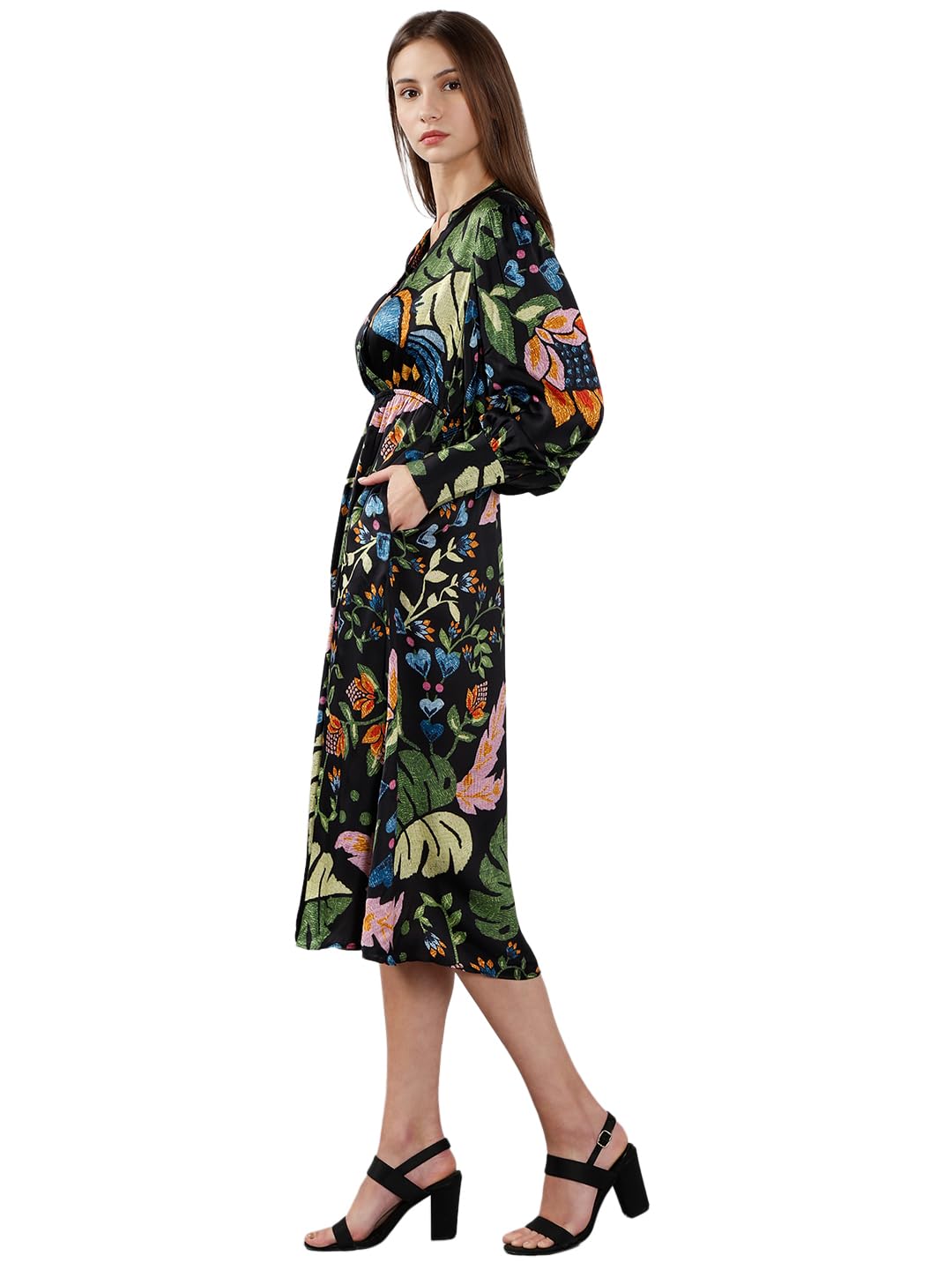 VERO MODA Women's Polyester Fit and Flare Maxi Dress