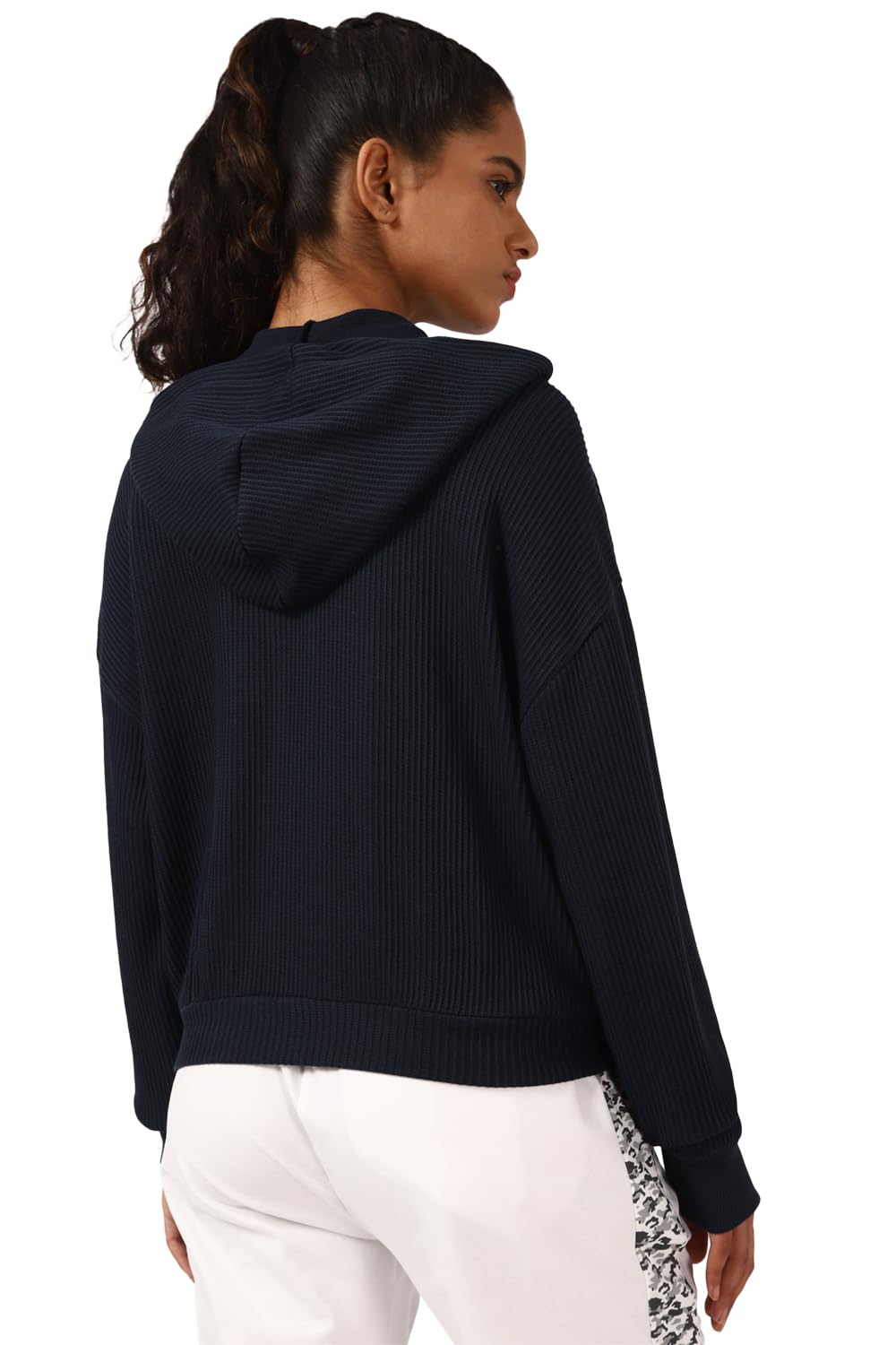 Reebok Women's Polyester Blend Hooded Neck Sweatshirt (II3200_Navy