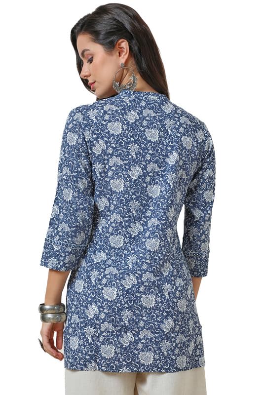 Soch Womens Blue Rayon Ethnic Motifs Print Tunic