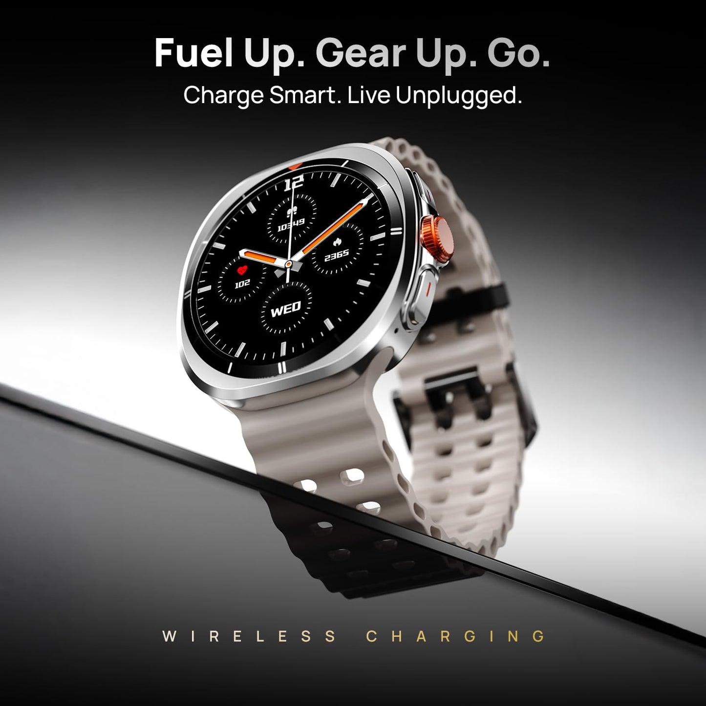 Fire-Boltt Axiom Smart Watch 1.43" Super AMOLED Display, Health & Fitness Tracking, Always-On Screen, Wireless Charging, Rotating Crown, Bluetooth Calling, Metal Case Watch for Man & Woman - White