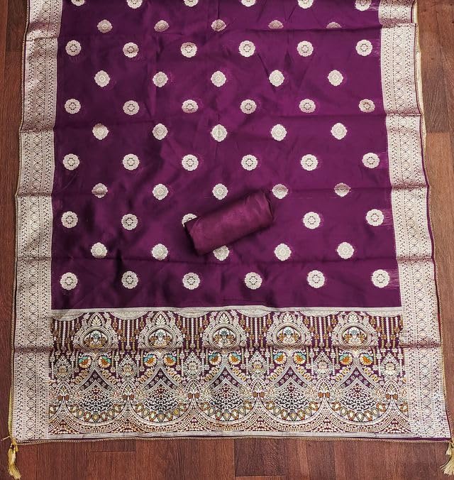 VARNI FABRICS Jacquard Dress Material for Women Geometric diamond Pattern Unstitched Woman Salwar Suit Dress Material With Jacquard Dupatta Dark Purple