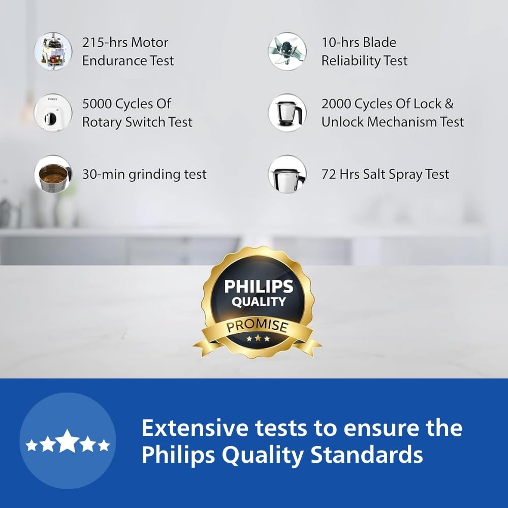 PHILIPS Mixer Grinder 750 Watt, 3 in 1 (Mixer Grinder + Juicer + Food Processor) 4 Jar (HL7763/00)