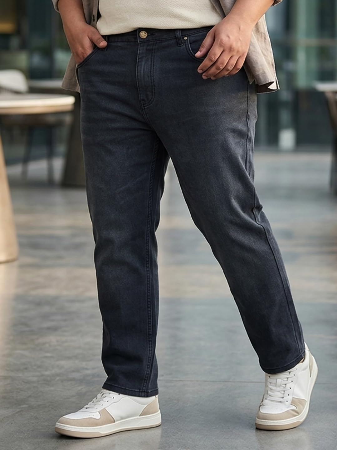 Urbano Plus Men's Dark Grey Regular Fit Solid Jeans Stretchable (plusepsjeanp-dgrey-36-01)