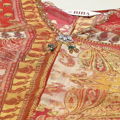 BIBA Women Polyester Printed Suit Set (SKD9851SS24YEL_Yellow