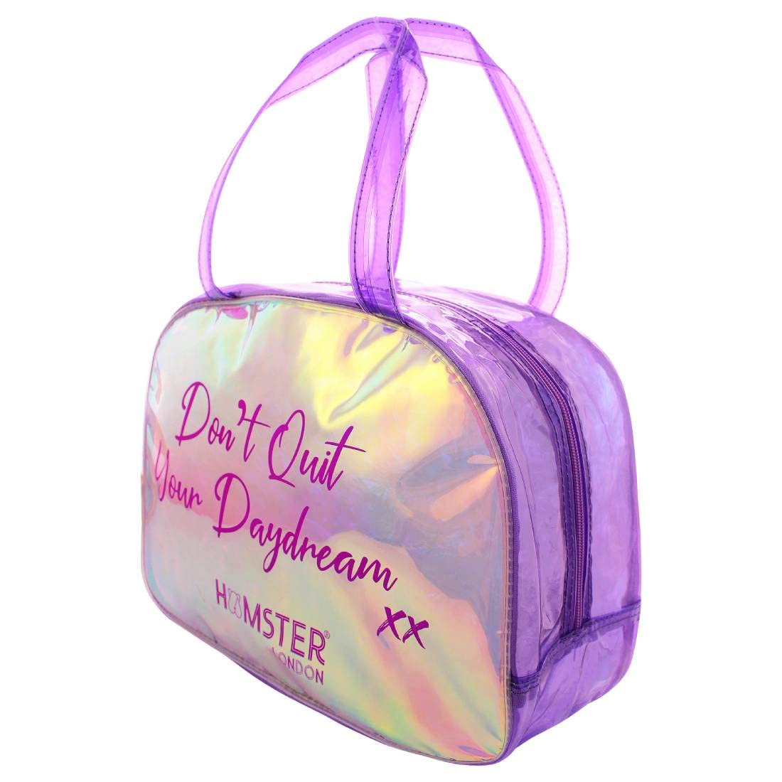 HAMSTER Polyester London Shiny Boston Bag, Handbag for Womens, Girls (Purple, Size: 32X12X25 cm)