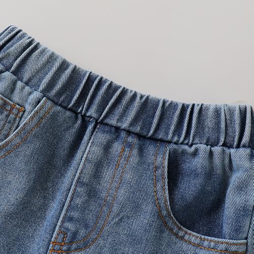 Hopscotch Girls Typography Print Blue Jeans for Ages (4-5 Years)