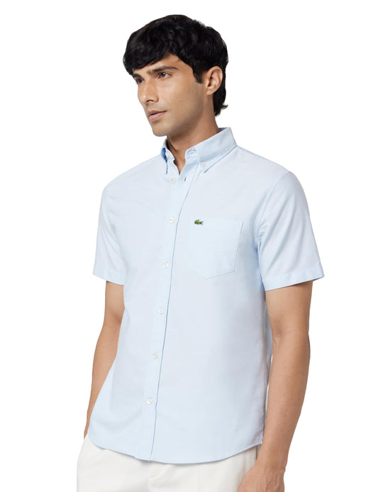 Lacoste Men's Cotton Regular Fit Shirts (CH1917F6Z_Blue 42)