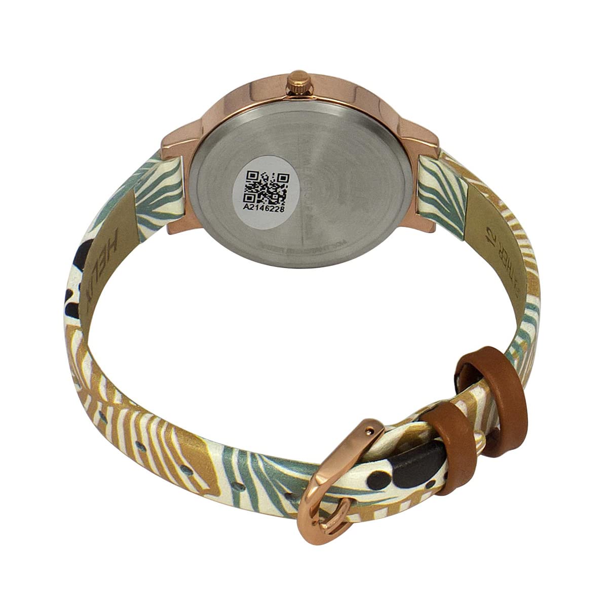 Helix by Timex Analog Watch for Women with Rose Gold Round Dial & Printed Leather Strap Band Water Resistant Women's Wrist Watches - TW041HL15