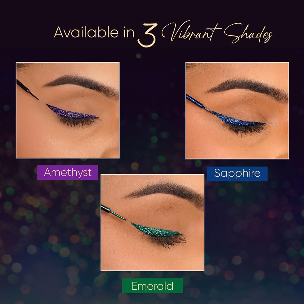 Parul Garg Beauty Hi-Shimmer Liquid Eyeliner – Smudge-Proof, Water-Resistant & Quick-Drying | Long-Wear, Precision Tip & Glitter Finish for Intense Shine | Emerald Green | 5ml