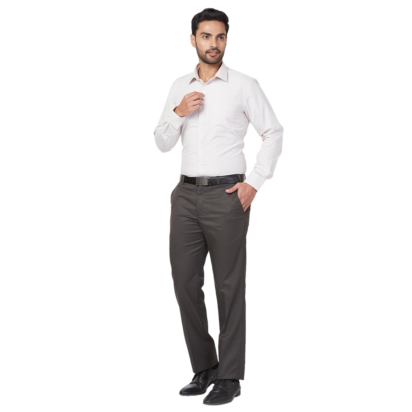 Park Avenue Men's Regular Fit Pleated Trousers, Poly Viscose Lycra Blend, Solid Pattern, Mid Rise | Dark Green