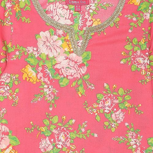 Biba Girls PRINTED STRAIGHT KID(KW5334_PINK - GREEN_13)