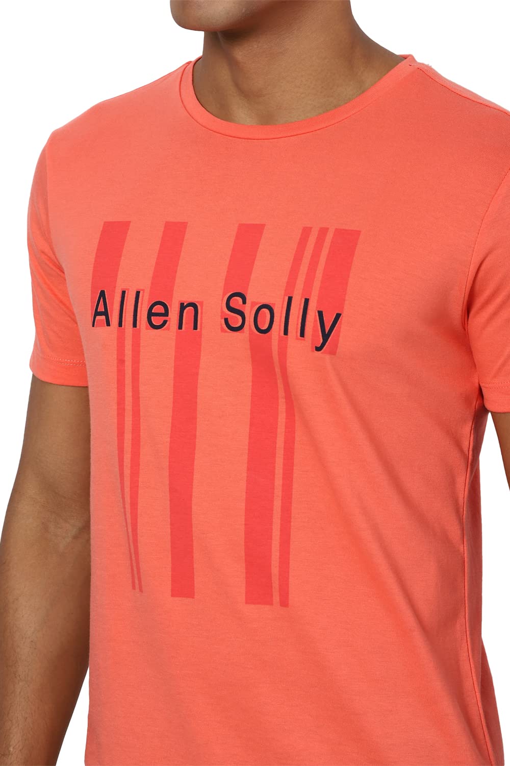 Allen Solly Men's Regular Fit T-Shirt (ALKCVSGF195222_Peach_Medium)