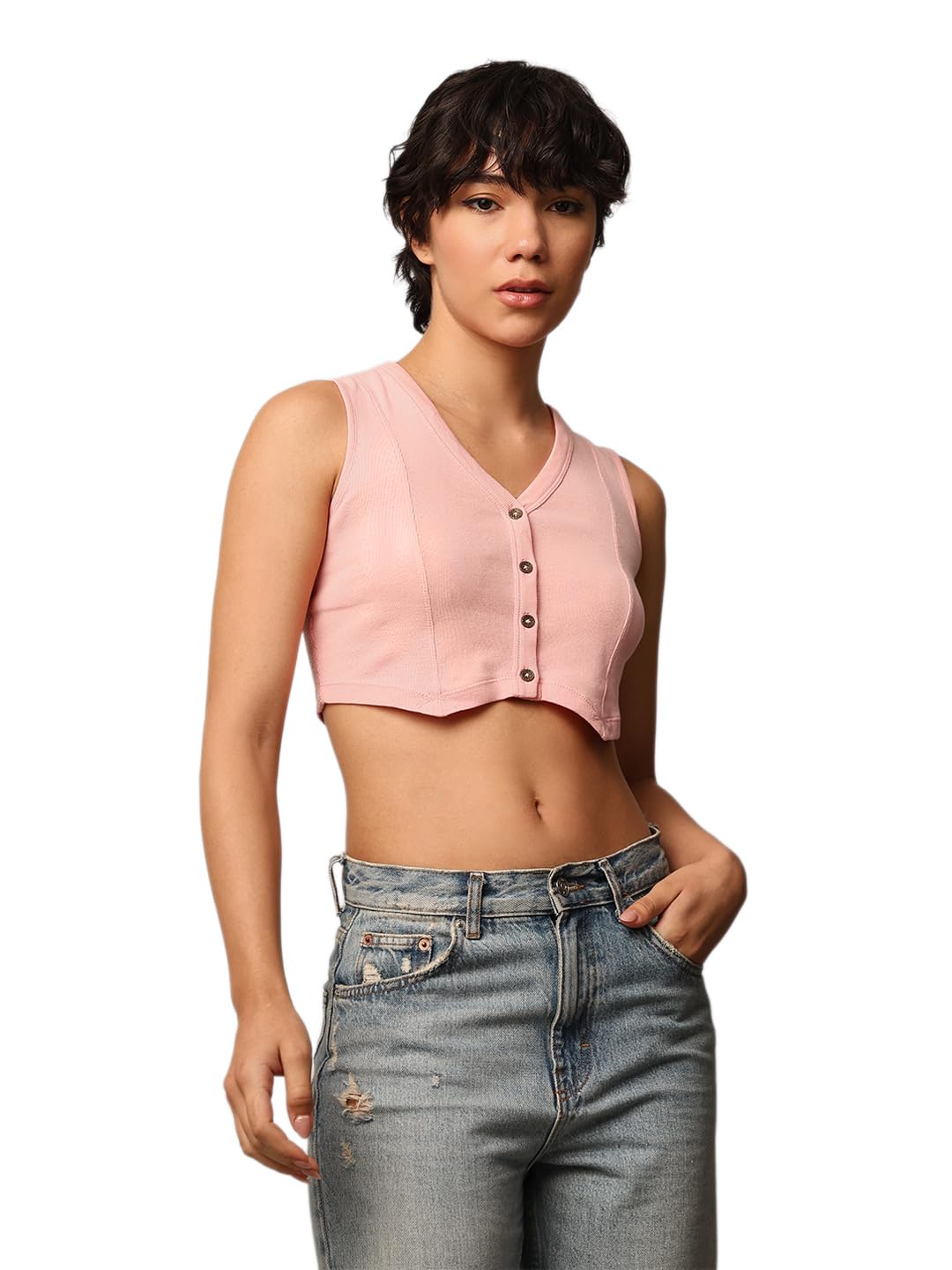 ONLY Women's Regular Fit Pink Top