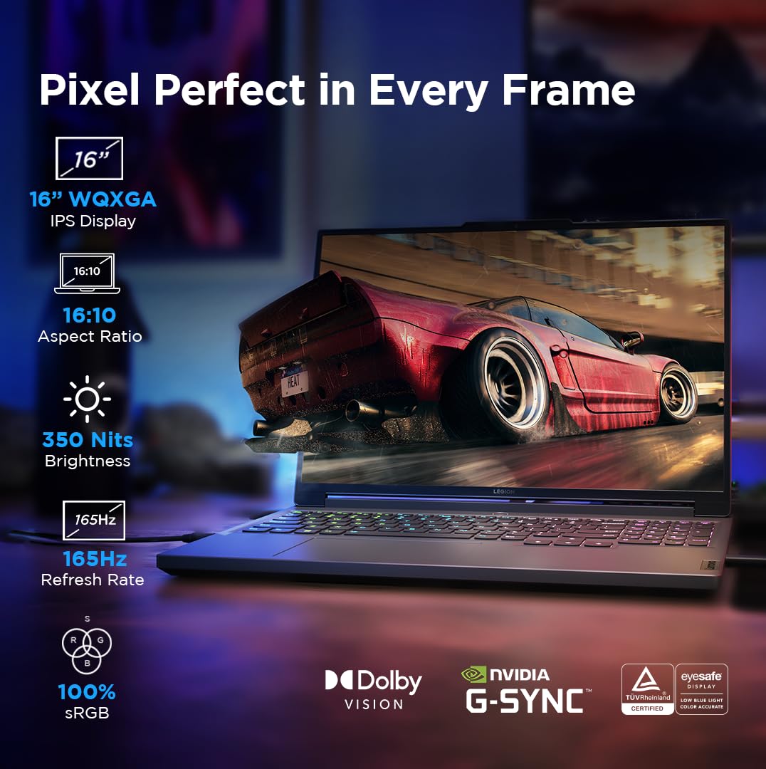 Lenovo Legion 5 Intel Core i7-14650HX 16" (40.64cm) WQXGA IPS 350Nits 165Hz Gaming Laptop (16GB/1TB SSD/Win 11/Office 2021/NVIDIA RTX 4060 8GB/100%sRGB/Alexa/3 Month Game Pass/Grey/2.3Kg), 83DG004SIN