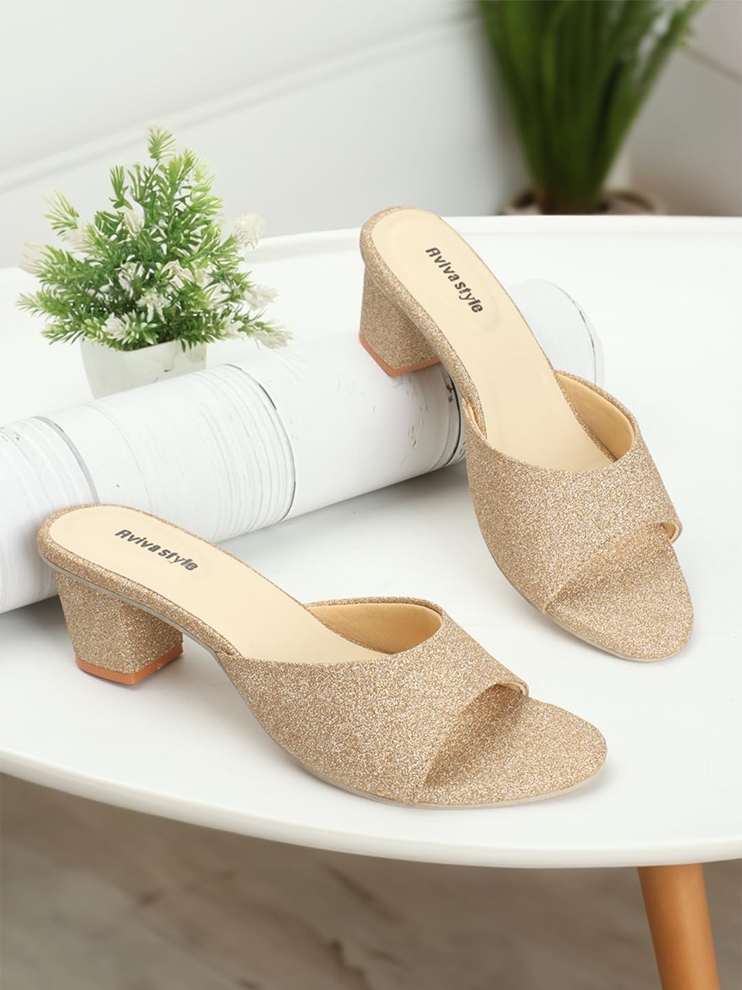 Women's Glitter Block Heel Sandals | Ideal for Weddings, Events & Everyday Fashion (UK Footwear Size System, Adult, Women, Numeric, Medium, 9)
