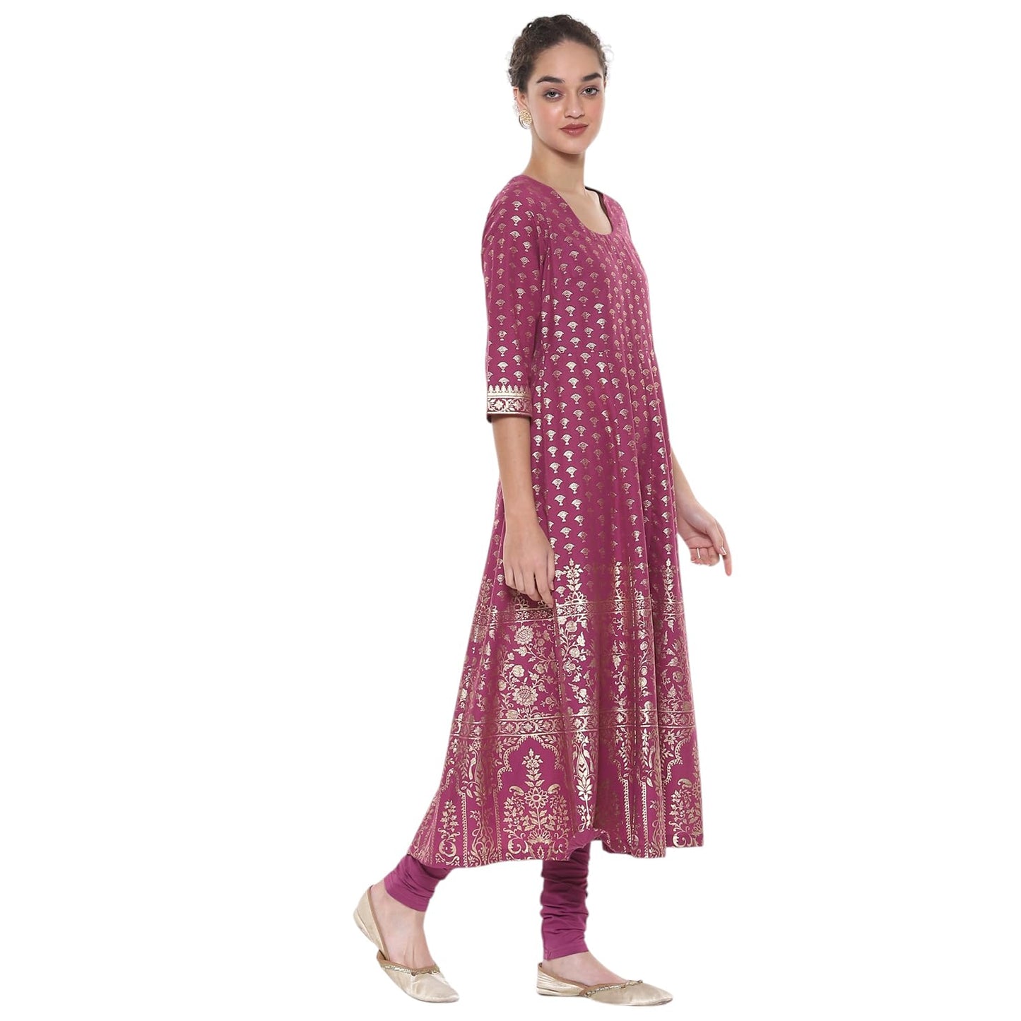 BIBA Women's Cotton Kurta Sets (SKD8792OAW24PLUM_Purple