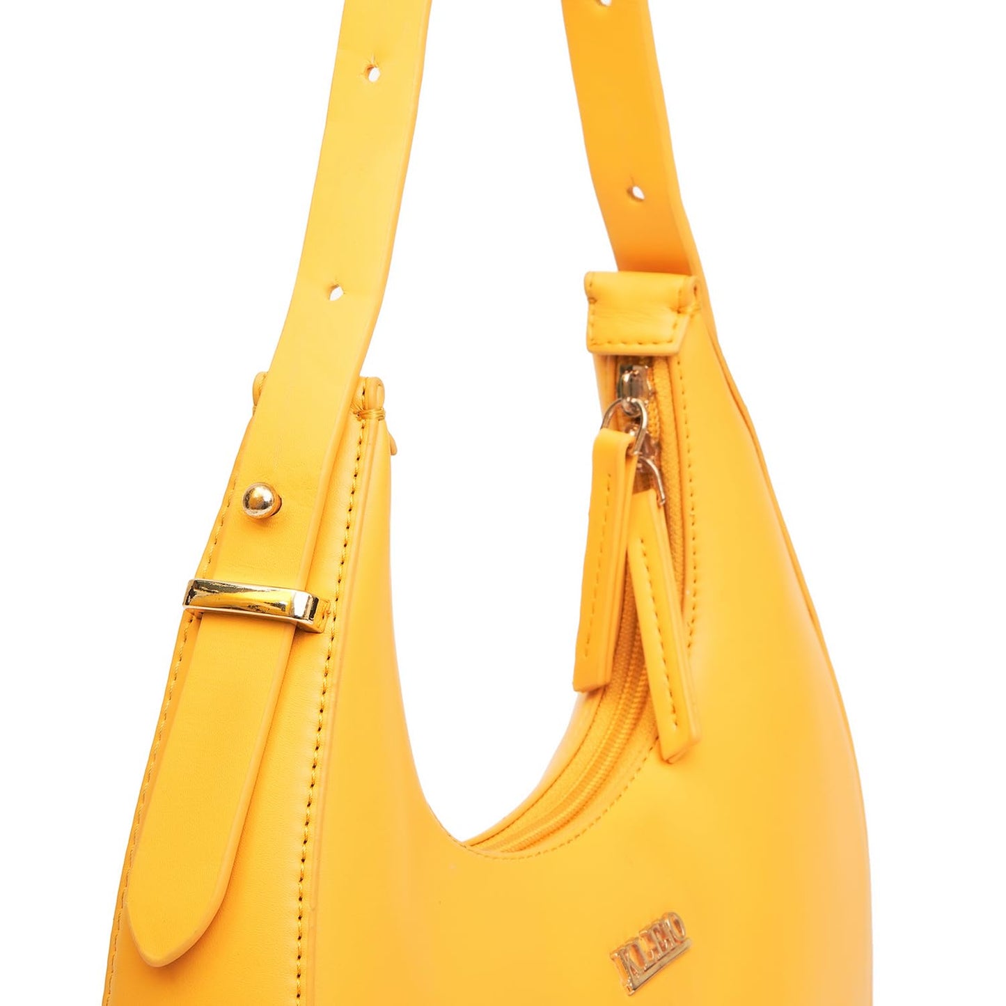 KLEIO Vegan Leather Half Moon Handbag for Women (Mustard)