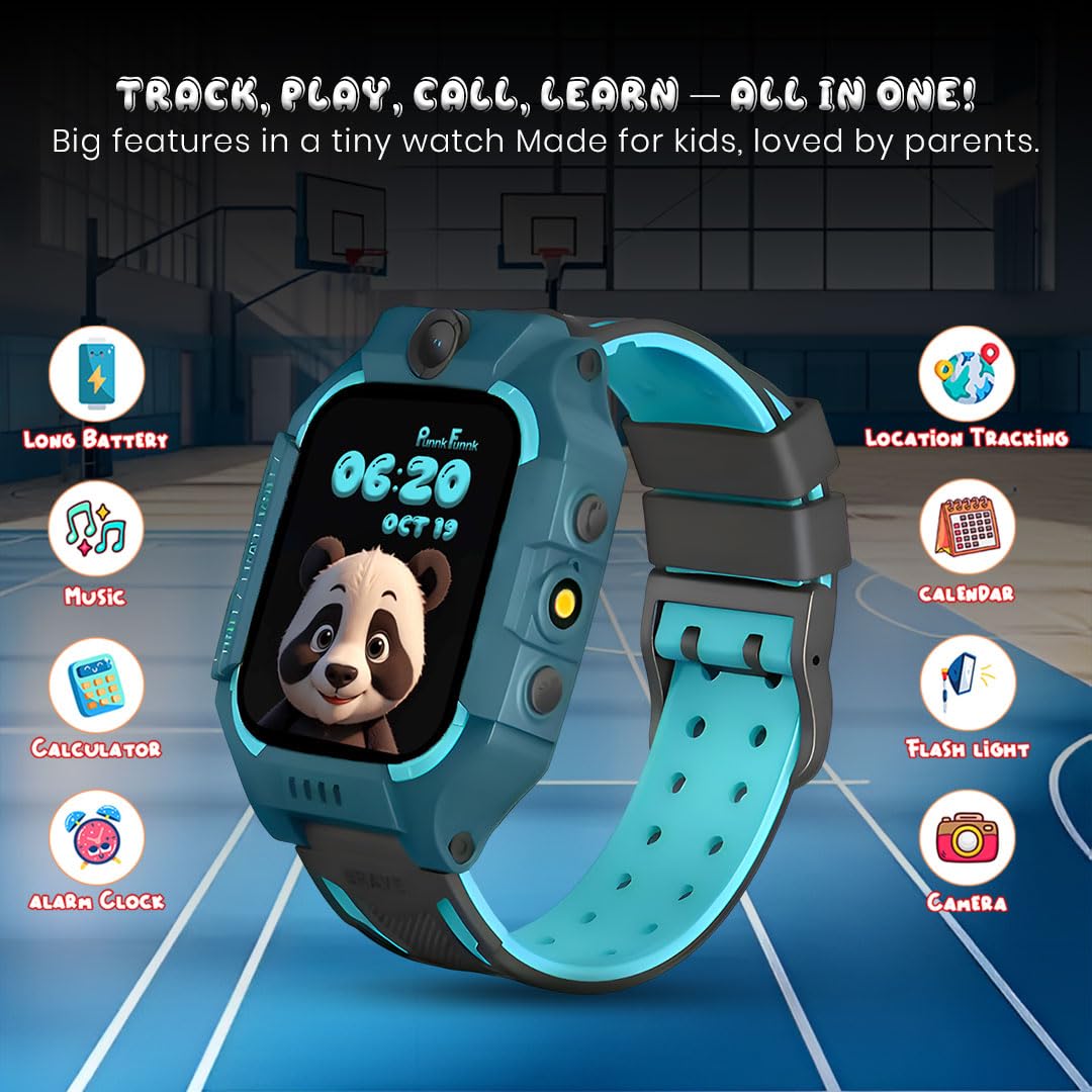 PunnkFunnk Q18 Kids Smart Watch, 2G/3G Connectivity, Two-Way Calling, Voice Calling, GPS Tracker, SOS Function, Camera & Water Rasistence, Smartwatch for Kids - Boys & Girls - (Green)