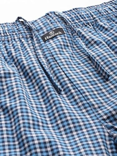 Hancock Men Checked Pure Cotton Night Suit Blue-S