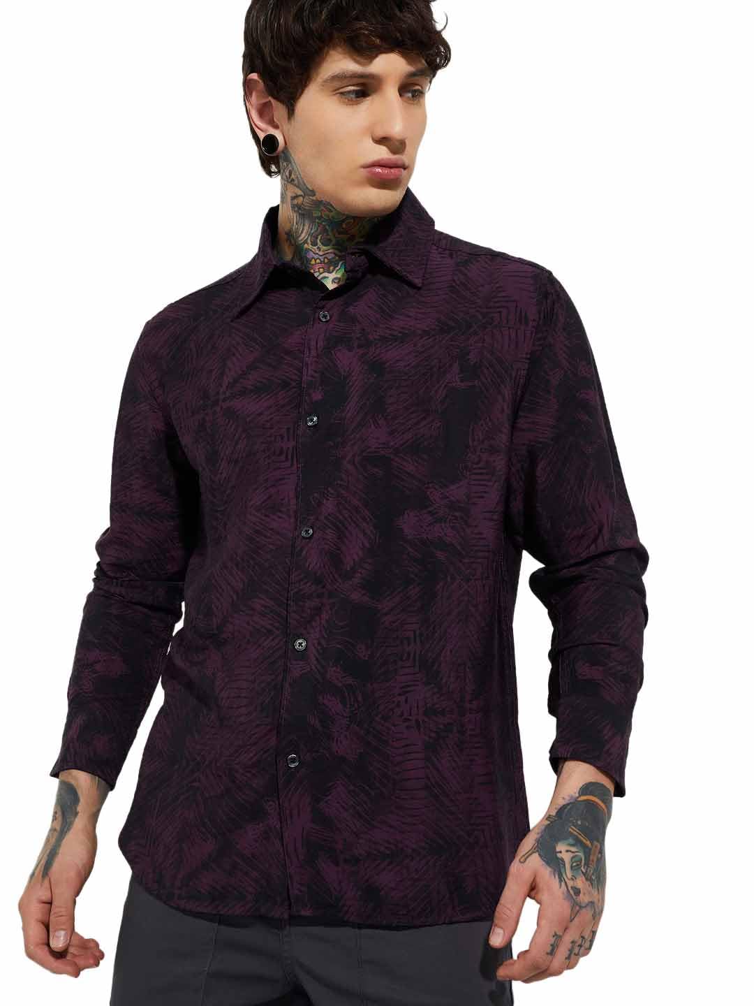 URB_N Men Printed Regular Fit Resort Shirt (Red_L)