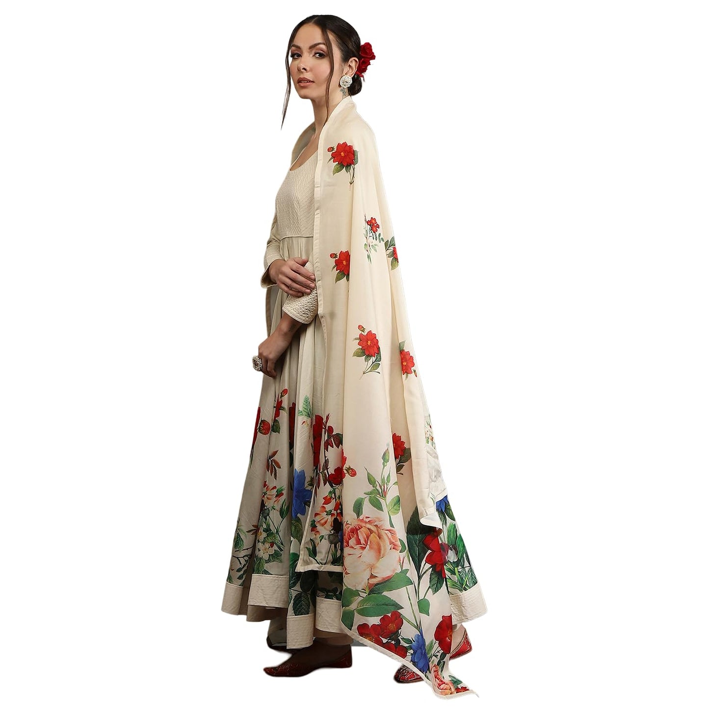 BIBA Women's Silk Chanderi Kurta Sets (CKD10961AW24OWHT_White