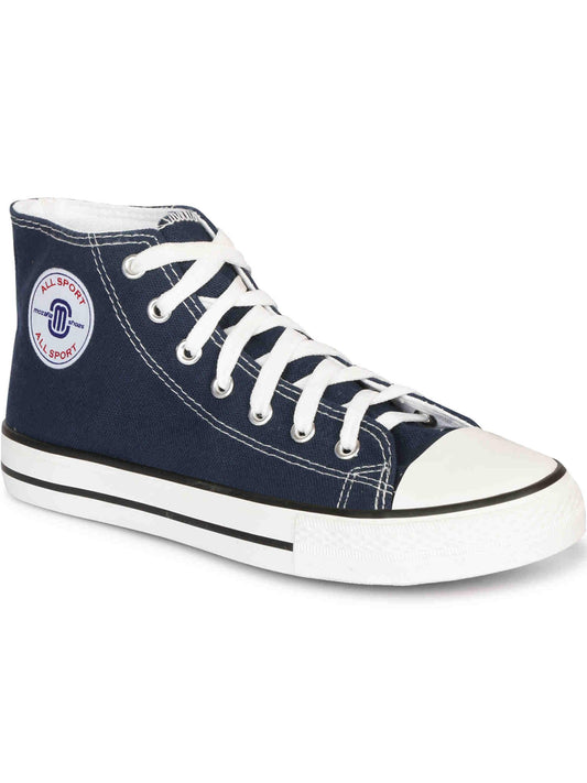 MOZAFIA Comfortable Fashion Lace-up Sneakers with Classic High Tops Canvas Casual Shoes for Women (MZF-NW-All-Sport-Ladies-Long-Navy-5)