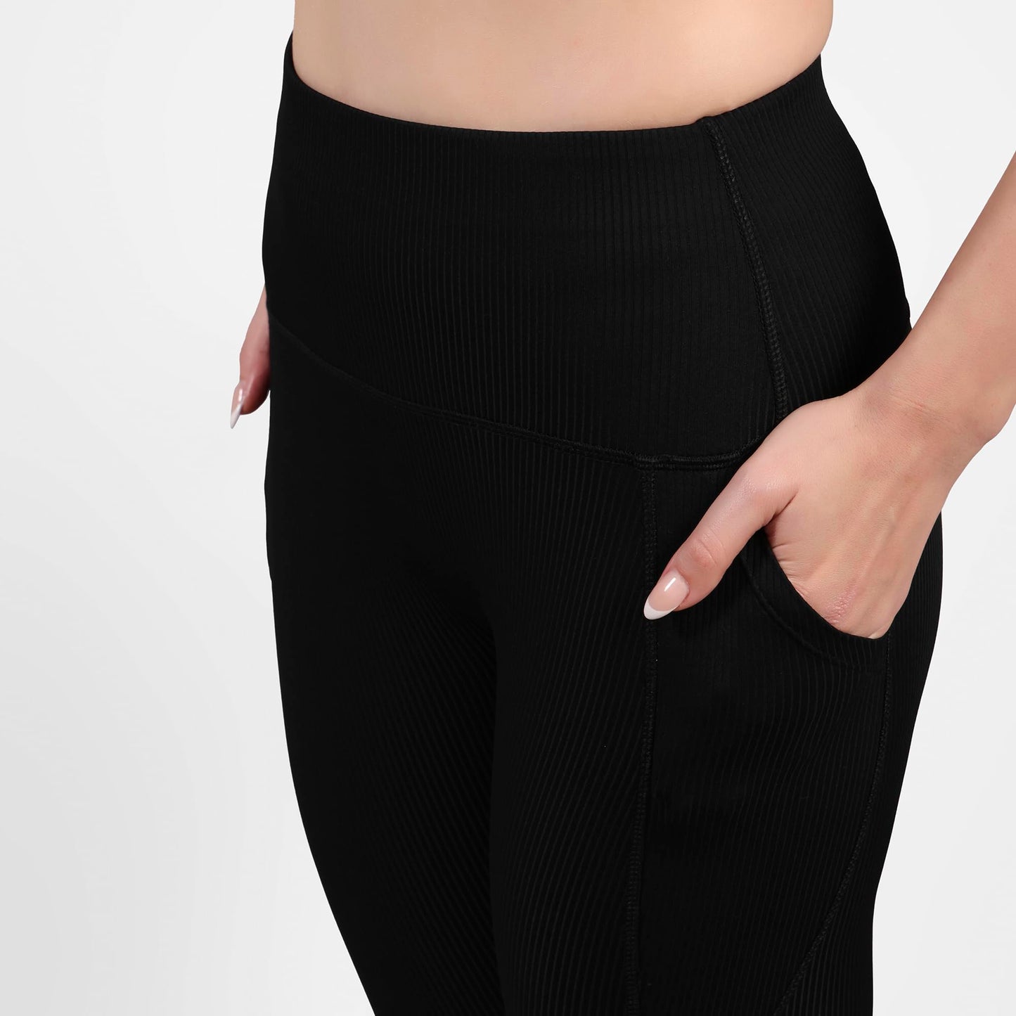 Skechers Women Vertical Pattern Black Leggings