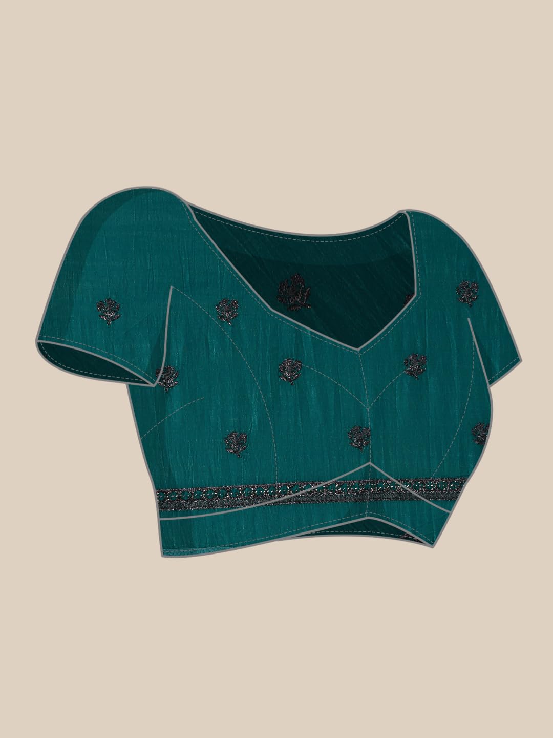 MOHEY Women's Art Silk Machine Resham & Zari Boota & Border Work Saree with Unstitched Blouse Piece - Green