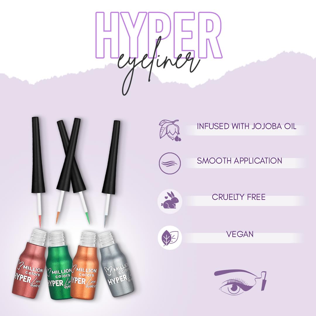 Million Colors Brick Red Colour Waterproof Liquid Eyeliner | Metallic Finish | Last Upto 12 Hours | Quick Drying, Smudge-Proof & Water-Resistant - 5 ML (BRICK RED 09)