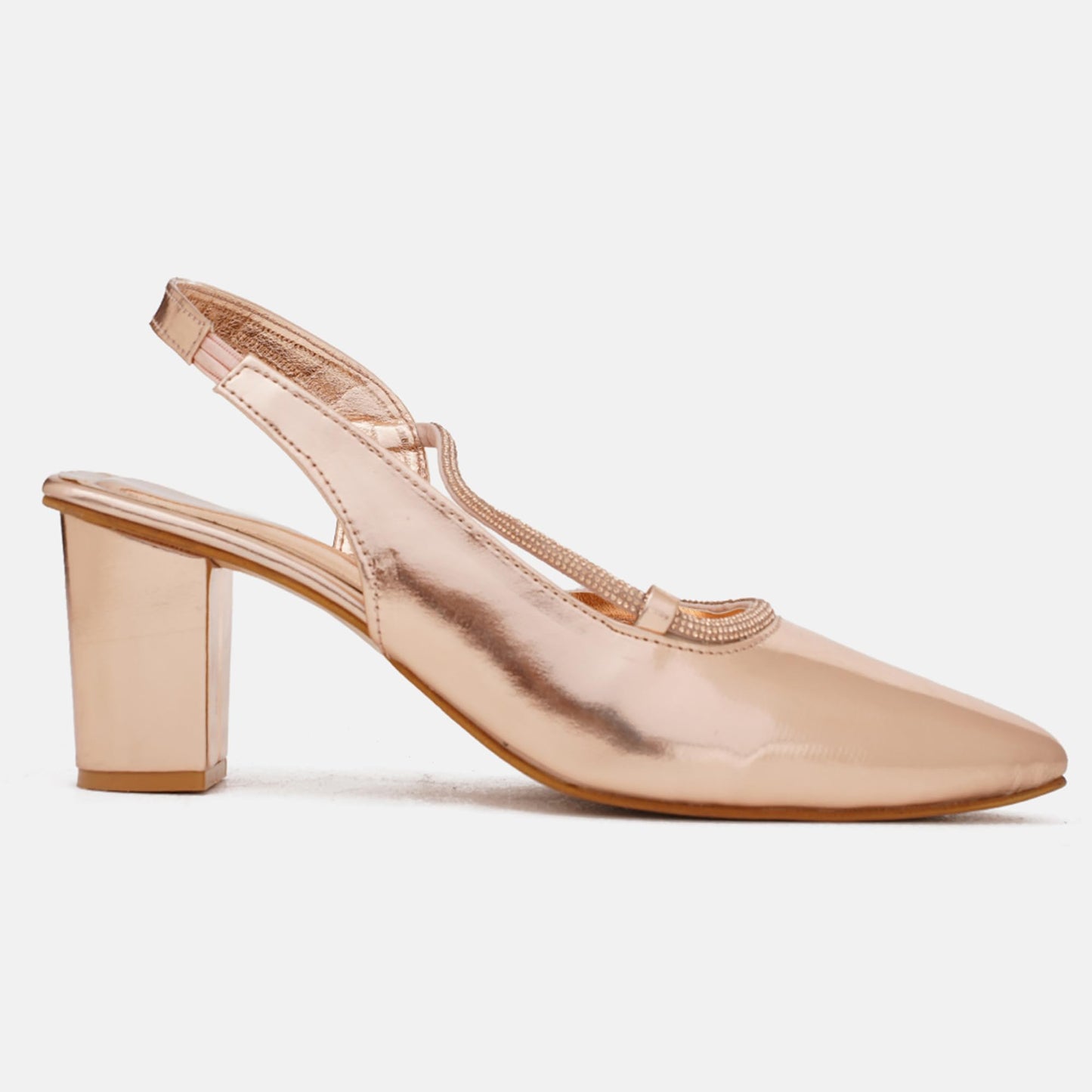 JM LOOKS Women's Block Heels Pointed Toe with Stylish Crystal Strap | Sandals | Women Sandal Comfortable Cushioned Footbed for parties Wedding Office - Sultan