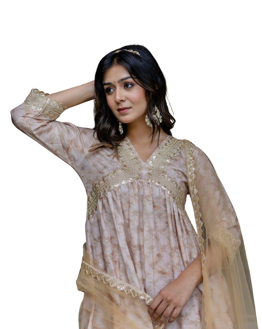 Jaipurite Women Embroidered Alia Cut Kurta & Flared Sharara with Dupatta