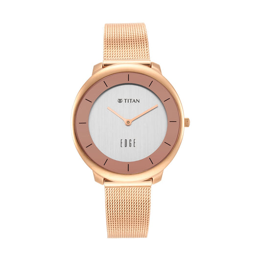 Titan Ladies Edge Dec’21 Analog Rose Gold Dial Women's Watch-2677WM01