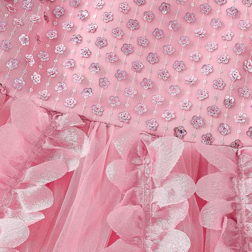 Hopscotch Girls Ankle Length Party Dresses in Pink Color For Ages (10-12 Years)