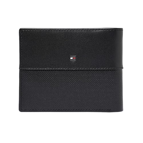 Tommy Hilfiger Men Leather RFID Protected Tuxtla Slimfold Wallet - Black, No. of Card Slot: 8