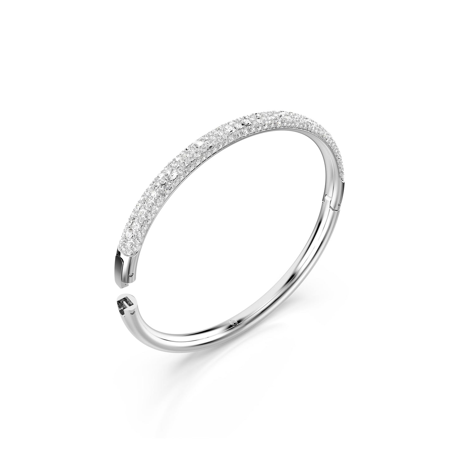 Swarovski Sublima bangle, Snow pavé, White, Rhodium plated