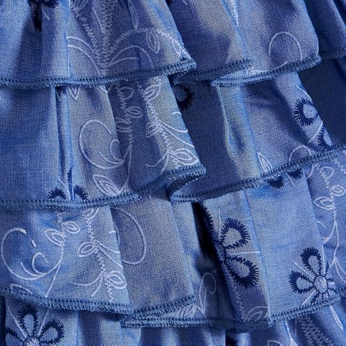 Hopscotch Girls Sleeveless Blue Floral Denim Playsuit For Ages (3-6 Months)