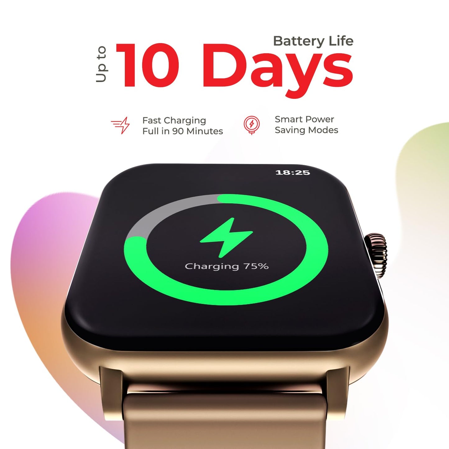 Nervfit Newly Launched Vibe Smartwatch with 1.85" LED Display | Bluetooth Calling | Waterproof | Heart Rate & SpO2 Tracking | Sleep & Stress Monitor | 5-Day Battery | Sports Modes (Rose Gold)